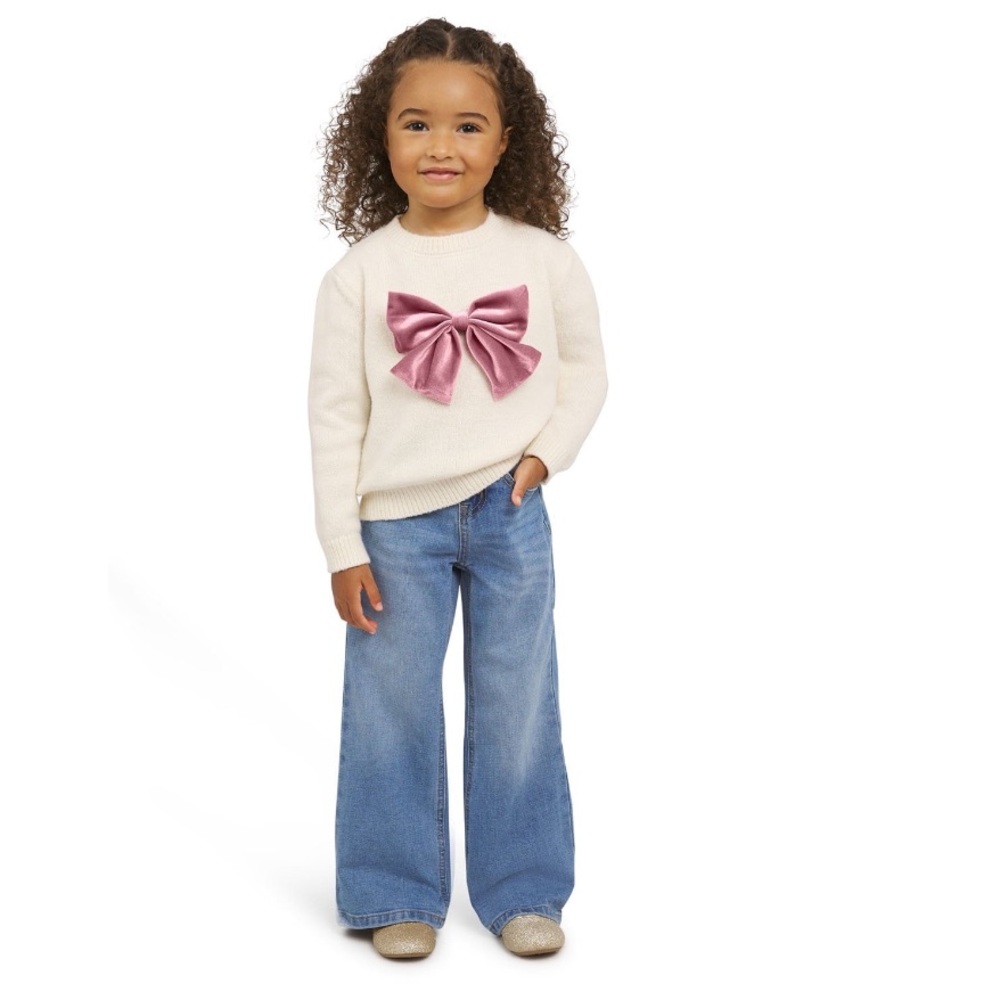 Lands' End Toddler Girls Bow Sweater